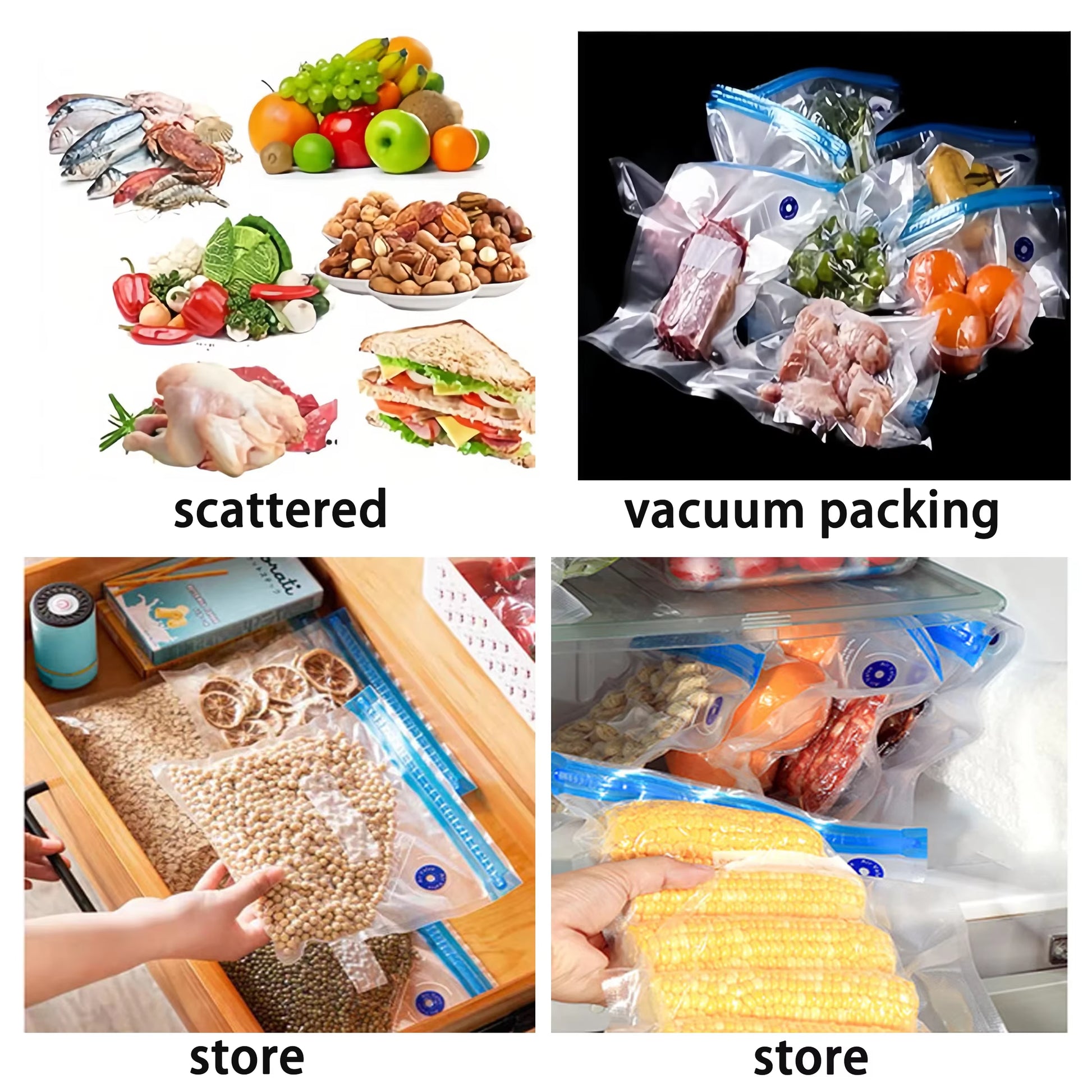 Handheld Vacuum Sealer for Food Storage，Portable Vacuum Sealer，Avoid Cross Contamination of Food+ 50 Vacuum Seal Bags